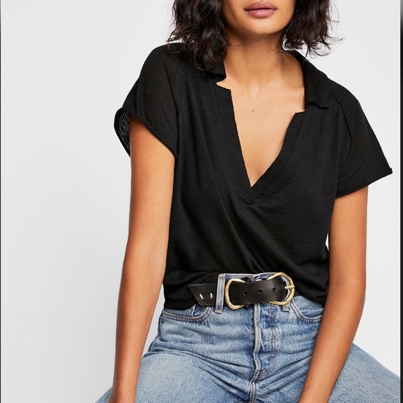 Free People Tops - New Free People Black Pop Your Collar Tee